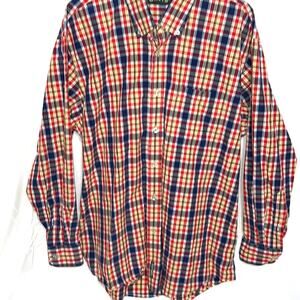 Orvis Men's Button Down Shirt XL Blue Red and Green Plaid